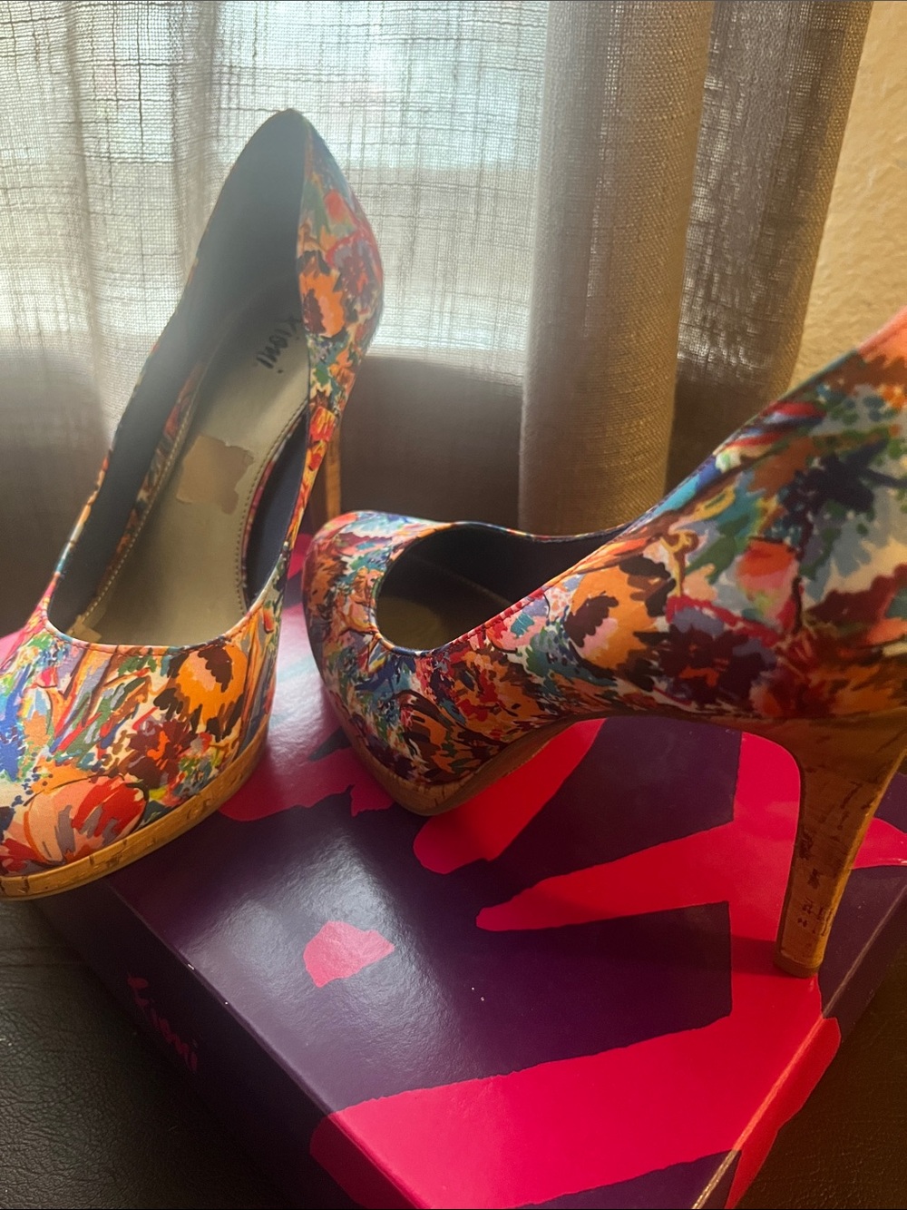 FIONI Clothing Multicolor Floral High Heel Pumps
